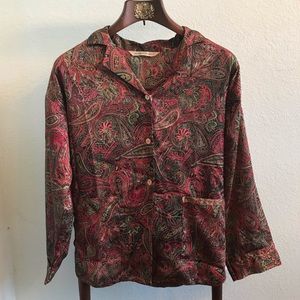 Victoria's Secret Paisley Pajama Top - Red and Green
